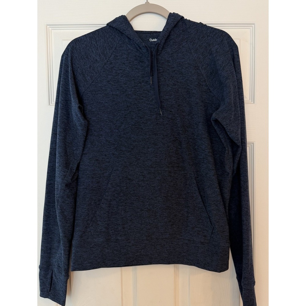 Outdoor Voices Cloud Knit Hoodie Women L Blue Cozy Hiking Camping Activewear EUC